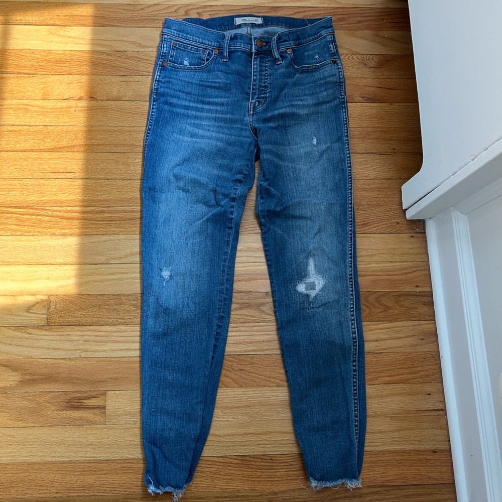 Madewell Women's Blue Distressed Skinny Jeans